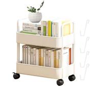 Carrello di utilità di stoccaggio della cucina - portapacchi a 2 livelli su ruote | Carrello del libro con ruote | STORAGE UTILITÀ ROLLING Carrt per organizzazione dispensa, forniture per ufficio, ele