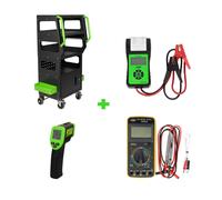 CARRELLO DIAGNOSTICO + TESTER BATTERIA CON STAMPA + MULTIMETRO DIGITALE + TERMOM