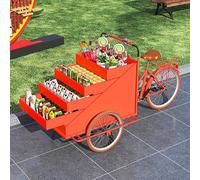 Carrello distributore automatico, chiosco alimentare mobile con ombrello regolabile, carro gelato, espositore a 4 strati, carrello con piattaforma per snack e bevande