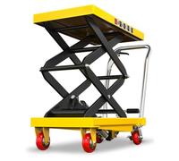 Carrello Elevatore a Forbice Idraulico, Piattaforma di Sollevamento | Pompa a Pedale, Ruote PU a Doppio Asse, Per Magazzino e Officina(90.5x50x150cm-500kg)