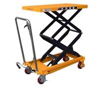 Carrello Elevatore a Forbice Manuale Idraulico | Pedale di Sollevamento, Rilascio a Mano, Piano in Acciaio, 4 Ruote PU(90.5x50x150cm-350kg)