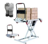 Carrello elevatore elettrico a forbice singola da 300 kg, carrello elevatore idraulico a pianale ribassato con 4 ruote(100)