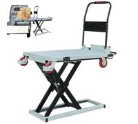 Carrello elevatore elettrico idraulico a forbice, capacità 300 kg, 4 ruote, ideale per movimentazione e trasporto di materiali, attrezzature di sollevamento pesanti e portatili