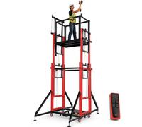Carrello elevatore elettrico per ponteggi, 1100lb piattaforma telecomando | Cavo in acciaio zincato e piano antiscivolo, telaio acciaio resistente, finecorsa, ruote 360°, per l'edilizia(12m/39.4ft)