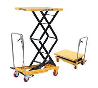 Carrello elevatore idraulico - Sollevatore manuale a forbice da 200 kg con cuscinetto antiscivolo e 4 ruote per la movimentazione dei materiali da magazzino, design compatto e resistente, facile