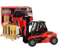 Carrello elevatore rosso 1:16 con forche mobili, suoni e luci