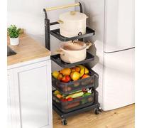 Carrello espandibile con cassetti, supporto pieghevole per microonde e carrello multiuso con 4 ripiani e 1 cestello scorrevole, soluzioni versatili per riporre oggetti da cucina in bianco