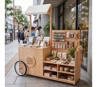 Carrello Espositore Mobile in Legno | Logo Personalizzato, Espositore a Più Ripiani, Ideale per Negozi Temporanei, Librerie, Bar, Mercati Contadini ed Eventi(Natural)