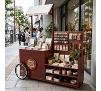 Carrello Espositore Mobile in Legno | Logo Personalizzato, Espositore a Più Ripiani, Ideale per Negozi Temporanei, Librerie, Bar, Mercati Contadini ed Eventi(Brown)
