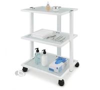 Carrello Estetista con Ruote - Mobiletto con Ruote, Multiuso in Acciaio Inox e 3 Ripiani in Vetro Traslucido - Carrello Portaoggetti per Estetica, Ceretta, Tattoo e Medico - Elegante e Solido | 24 Kg