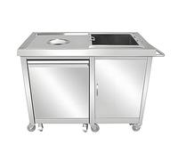 Carrello estraibile da cucina in acciaio inox, con ruote e maniglia, grande capienza per terrazze e terrazze (80 x 60 cm)