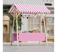Carrello for alimenti commerciale con ruote, bancarella portatile for la vendita di hot dog/caffè/fiori/caramelle, stand di concessioni pieghevole in legno for esterni(C2,150 * 60 * 200+wheel)