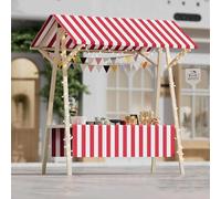 Carrello for alimenti commerciale con ruote, bancarella portatile for la vendita di hot dog/caffè/fiori/caramelle, stand di concessioni pieghevole in legno for esterni(D1,150 * 60 * 200+wheel)