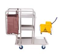 Carrello for la pulizia in acciaio inossidabile, carrelli for servizi di pulizia tradizionali commerciali, carrello portautensili for forniture di pulizia mobili, for giardino, scuola, ospedale(E)