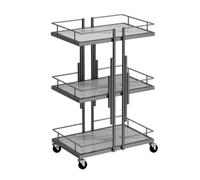 Carrello for parrucchiere a 3 livelli for camera da letto, negozio di tatuaggi, barbiere(Black)