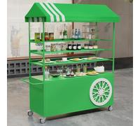 Carrello For Venditori All'aperto, Espositore Aperto A 3 Livelli, Bancarella Del Mercato Delle Vendite Ambulanti, For Alimenti Portatile Con Tettoia, For Eventi Aziendali(Green,160cm/63in)