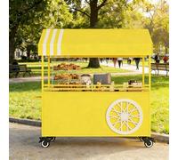 Carrello for venditori ambulanti con tettoia, bancarella mobile con ruote bloccabili, carretto for salumi in ferro da esterno for eventi gastronomici di strada al mercato(Yellow,140cm/55.11in)