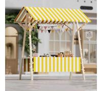 Carrello for venditori con struttura in legno, stand for concessioni pieghevole for esterni con ruote e striscia luminosa, espositore mobile(D1,120 * 60 * 200)