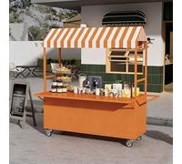 Carrello For Venditori Portatile Con Ruote For Uno Stoccaggio Flessibile E Telaio Robusto, Carrello For Esterni Parte Superiore Espandibile, Ideale For Mercati Notturni(Orange,WITH DOORS_120CM/47.2IN)