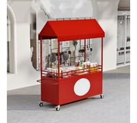 Carrello for venditori portatile con tettuccio, espositore pieghevole for carichi pesanti con ruote bloccabili, carrello for alimenti mobile for esposizione di snack e dessert(Red,120cm/47.2in)