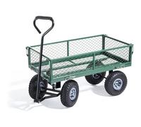 CARRELLO GIARDINO 4 RUOTE SPONDE RIBALTABILI METALLO 90x50x52.5cm