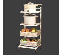 Carrello impilabile per verdure con ruote, carrello da cucina nero, 4 tavole e 2 cestini, carrello salvaspazio per dispensa e cucina