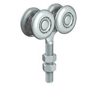 Carrello in acciaio con perno M12 e 4 ruote Ø 44 mm per anta scorrevole Omge