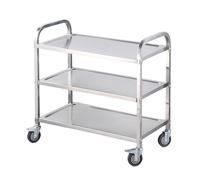 Carrello in acciaio inossidabile a più scopo in acciaio inossidabile carrello da cucina a 3 livelli carrello mobile commerciale su ruote in metallo extra grande. 3-layer 75 * 40 * 82cm