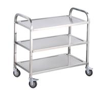 Carrello in acciaio inossidabile con carrello di utilità a 3 strati per la conservazione del servizio nei ristoranti di cucina e carrello per le case delle case di cura 3-layer 75 * 40 * 82cm