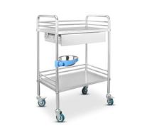 Carrello in acciaio inossidabile con ruote, carrello medico a 2 ripiani Carrello da laboratorio odontotecnico con cassetti, per ospedali, ristoranti, cucine, postazioni di lavoro(69 * 46 * 90cm)