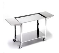 Carrello in Acciaio Inox con Mensole Laterali Richiudibili e Ruote Ompagrill