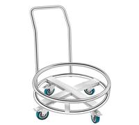 Carrello in acciaio inox resistente con ruote girevoli, base a rullo per cestello di varie dimensioni, per vino, secchi per pasti e lavaggio auto, supporto per barile