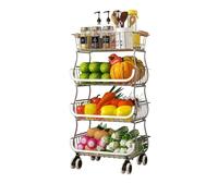 Carrello in filo metallico con ruote girevoli, organizer a più livelli per cucina, dispensa e ufficio