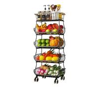 Carrello in filo metallico con ruote girevoli, organizer a più livelli per cucina, dispensa e ufficio