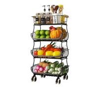 Carrello in filo metallico con ruote girevoli, organizer a più livelli per cucina, dispensa e ufficio