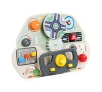Carrello in legno per volante in legno, giocattolo per bambini | apprendimento prescolare - auto prescolare guida attività al volante, giocattolo da viaggio, prima di giocare a tavola sensoriale