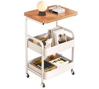 Carrello in metallo a 3 livelli con struttura rinforzata design aperto, ruote girevoli silenziose con freni, cestino in rete traspirante, base rialzata, perfetto per cucina e soluzioni di