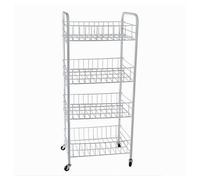 CARRELLO IN METALLO DA BAGNO PORTAOGGETTI 4 RIPIANI PORTA OGGETTI CON RUOTE 5253