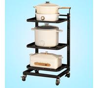 Carrello in metallo per la cucina, 4 ripiani per verdure e frutta, con coperchio bianco, include 3 ripiani e 1 cestino per una conservazione efficiente della cucina, nero - 4 x 4 tavole