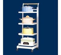 Carrello in metallo per la cucina, 4 ripiani per verdure e frutta, con coperchio bianco, include 3 ripiani e 1 cestino per una conservazione efficiente della cucina, nero - 4 x 4 tavole