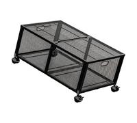 Carrello in metallo per riporre giocattoli sotto il letto, ad alta capacità di carico, con ruote, per camera da letto e soggiorno, nero/bianco