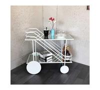 Carrello in vetro e metallo con ruote, carrello da cucina a isola per servire caffè e vino con ripiano portaoggetti, design elegante per intrattenimento