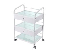 CARRELLO IN VETRO TRE RIPIANI CON 2 CASSETTI CON SERRATURA PER CENTRO ESTETICO ESTETISTA NAIL