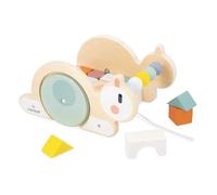 Janod - Chiocciola Carrellino con Cubi Sweet Cocoon - Multisensoriale -Manualità e Immaginazione - Giocattolo da Trainare + 16 Cubi da Costruzione - Giocattolo in Legno FSC - dai 18 Mesi, J04054