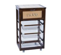 Carrello LANDHELL LUSSO portapane e portafrutta con ruote e piano con mattonelle