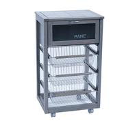 Carrello LANDHELL LUSSO portapane e portafrutta con ruote e piano GRIGIO