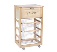 Carrello LANDHELL LUSSO portapane e portafrutta con ruote NATURALE