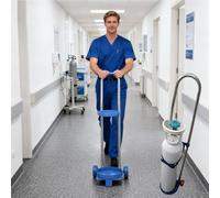 Carrello leggero per bombole di ossigeno singole, carrello manuale per bombole con maniglia curva, per magazzini, laboratori, supermercati, scuole, blu(Diameter 18cm/7in)