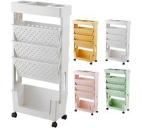 Carrello libreria con ruote, carrello portaoggetti a 5 ripiani, per casa, cucina e scuola, design elegante e funzionale