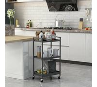 Dmora - Carrello Limone, Mobiletto poggiavivande, Tavolino mobile per pranzo, Tavolino da trasporto, 43x30 h80 cm, Ardesia